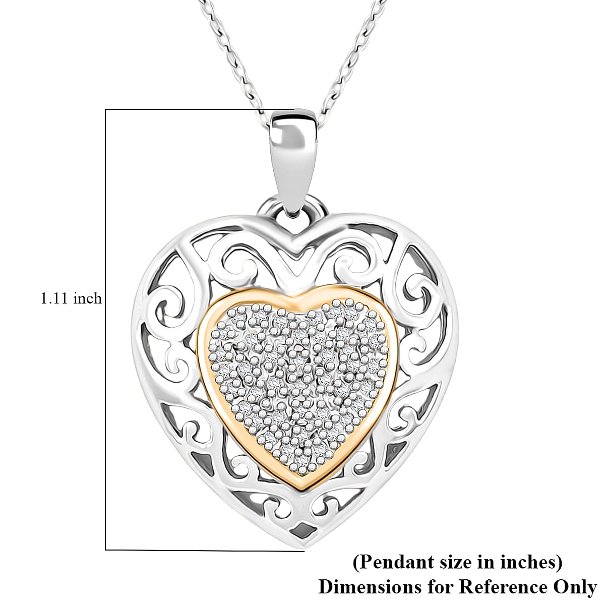 Diamond 0.25 ctw Pendant Necklace in 14K YG Over and Sterling Silver 18 Inches