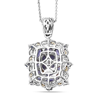 D'Joy Tanzanite and Blue Sapphire 2.80 ctw Filigree Flower Pendant Necklace in 18K Vermeil Yellow Gold and Rhodium Over Sterling Silver 20 Inches