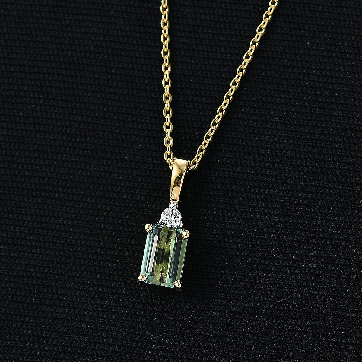 Premium Mint Tourmaline and Luxuriant Lab Grown Diamond G-H SI 0.65 ctw Pendant Necklace in 18K Vermeil Yellow Gold Over Sterling Silver 20 Inches image number 1