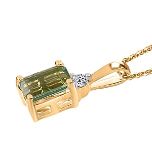 Premium Arquiana Mint Tourmaline and Luxuriant Lab Grown Diamond G-H SI 0.65 ctw Blush Majesty Pendant Necklace in 18K Vermeil Yellow Gold Over Sterling Silver 20 Inches