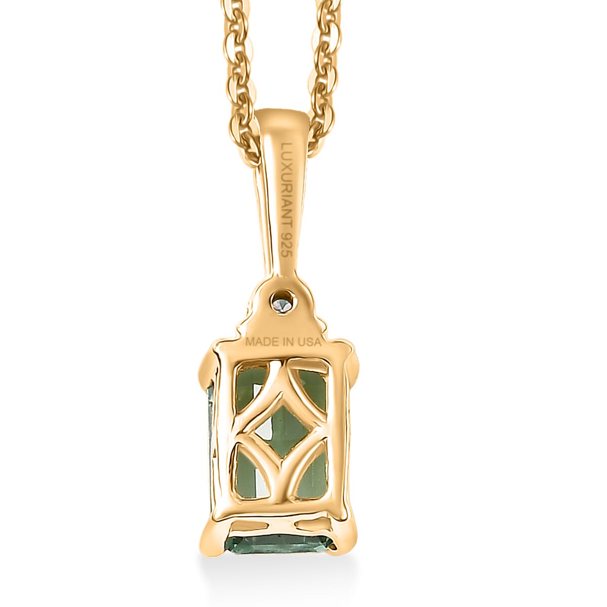 Premium Mint Tourmaline and Luxuriant Lab Grown Diamond G-H SI 0.65 ctw Pendant Necklace in 18K Vermeil Yellow Gold Over Sterling Silver 20 Inches image number 4