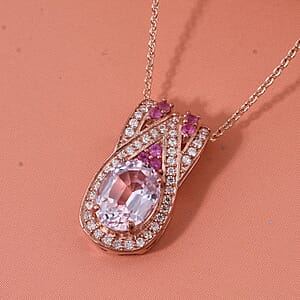 D'Joy Martha Rocha Kunzite, Multi Gemstone Pendant Necklace in 18K Vermeil RG Over Sterling Silver 3.25 ctw (20 Inches)