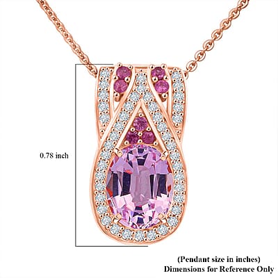 D'Joy Martha Rocha Kunzite, Multi Gemstone Pendant Necklace in 18K Vermeil RG Over Sterling Silver 3.25 ctw (20 Inches)