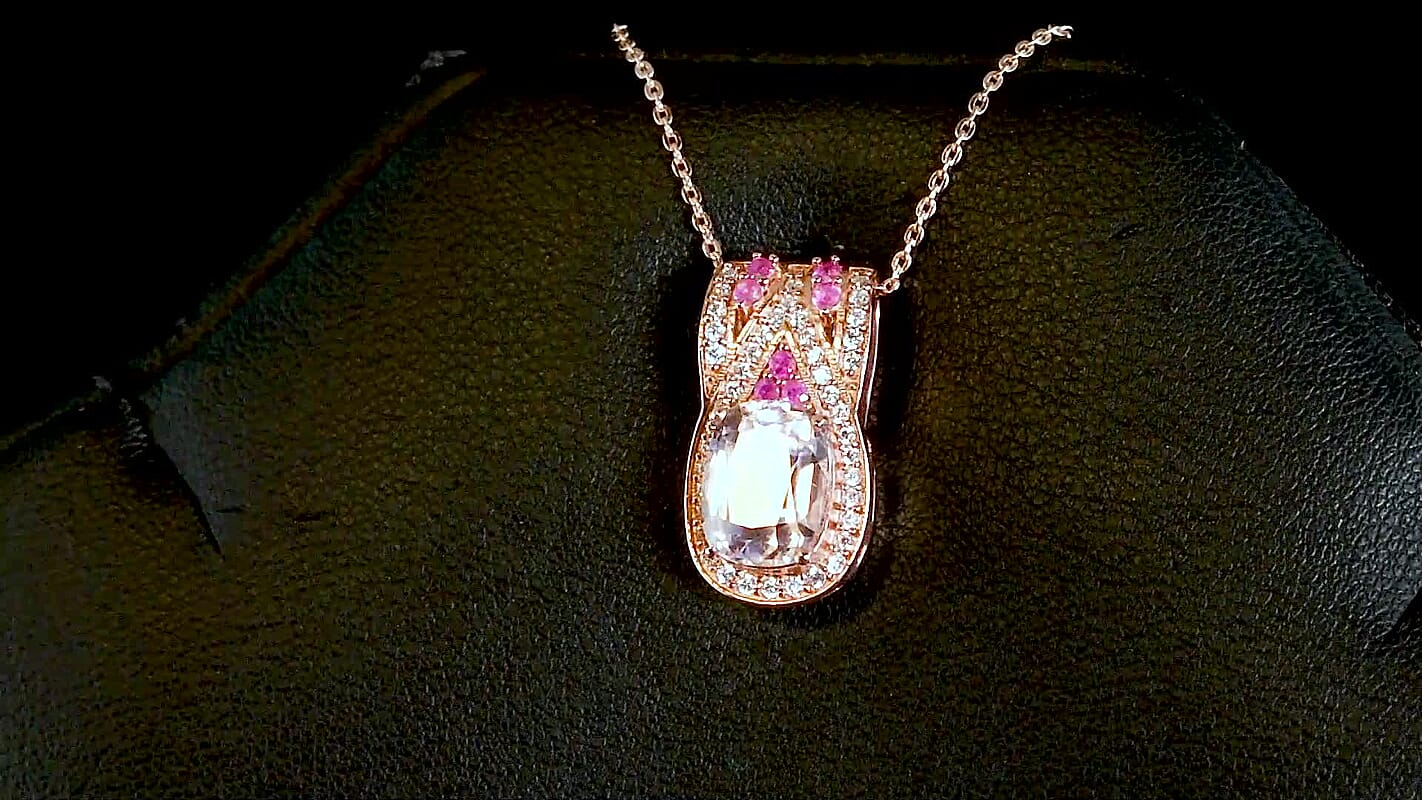 TLV D'Joy Martha Rocha Kunzite, Multi Gemstone Pendant Necklace (20 Inches) in 18K Vermeil RG Over Sterling Silver 3.25 ctw