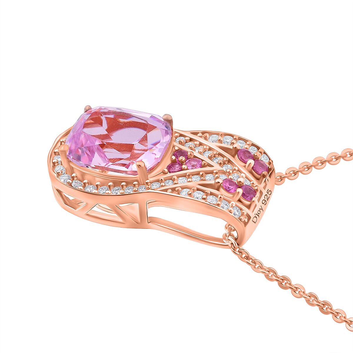 D'Joy Martha Rocha Kunzite, Multi Gemstone Pendant Necklace in 18K Vermeil RG Over Sterling Silver 3.00 ctw (20 Inches)