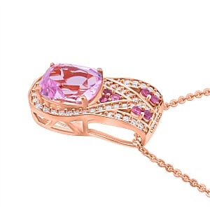 D'Joy Martha Rocha Kunzite, Multi Gemstone Pendant Necklace in 18K Vermeil RG Over Sterling Silver 3.00 ctw (20 Inches)