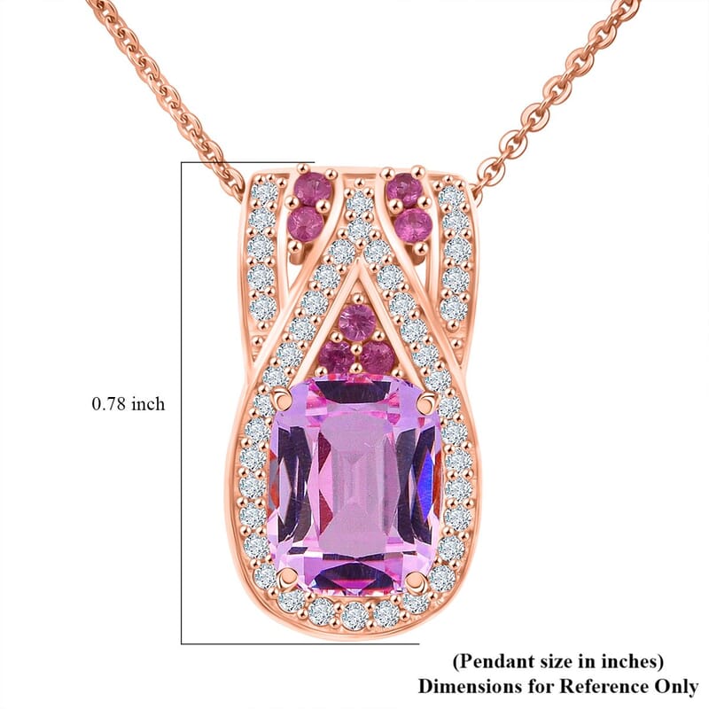 D'Joy Martha Rocha Kunzite, Multi Gemstone Pendant Necklace in 18K Vermeil RG Over Sterling Silver 3.00 ctw (20 Inches)