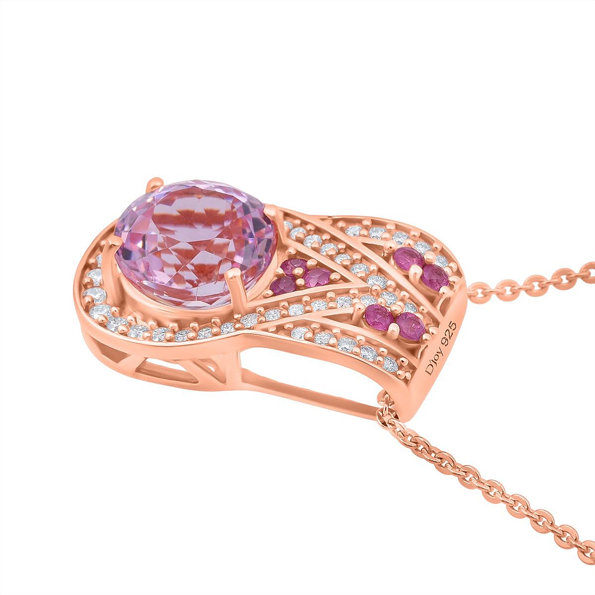 D'Joy Martha Rocha Kunzite, Multi Gemstone Pendant Necklace in 18K Vermeil RG Over Sterling Silver 3.00 ctw (20 Inches) image number 3