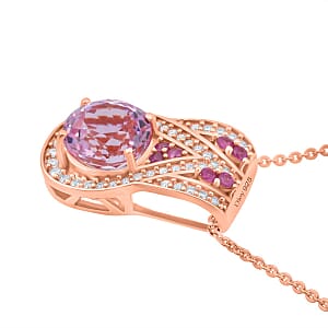D'Joy Martha Rocha Kunzite, Multi Gemstone Pendant Necklace in 18K Vermeil RG Over Sterling Silver 3.00 ctw (20 Inches)