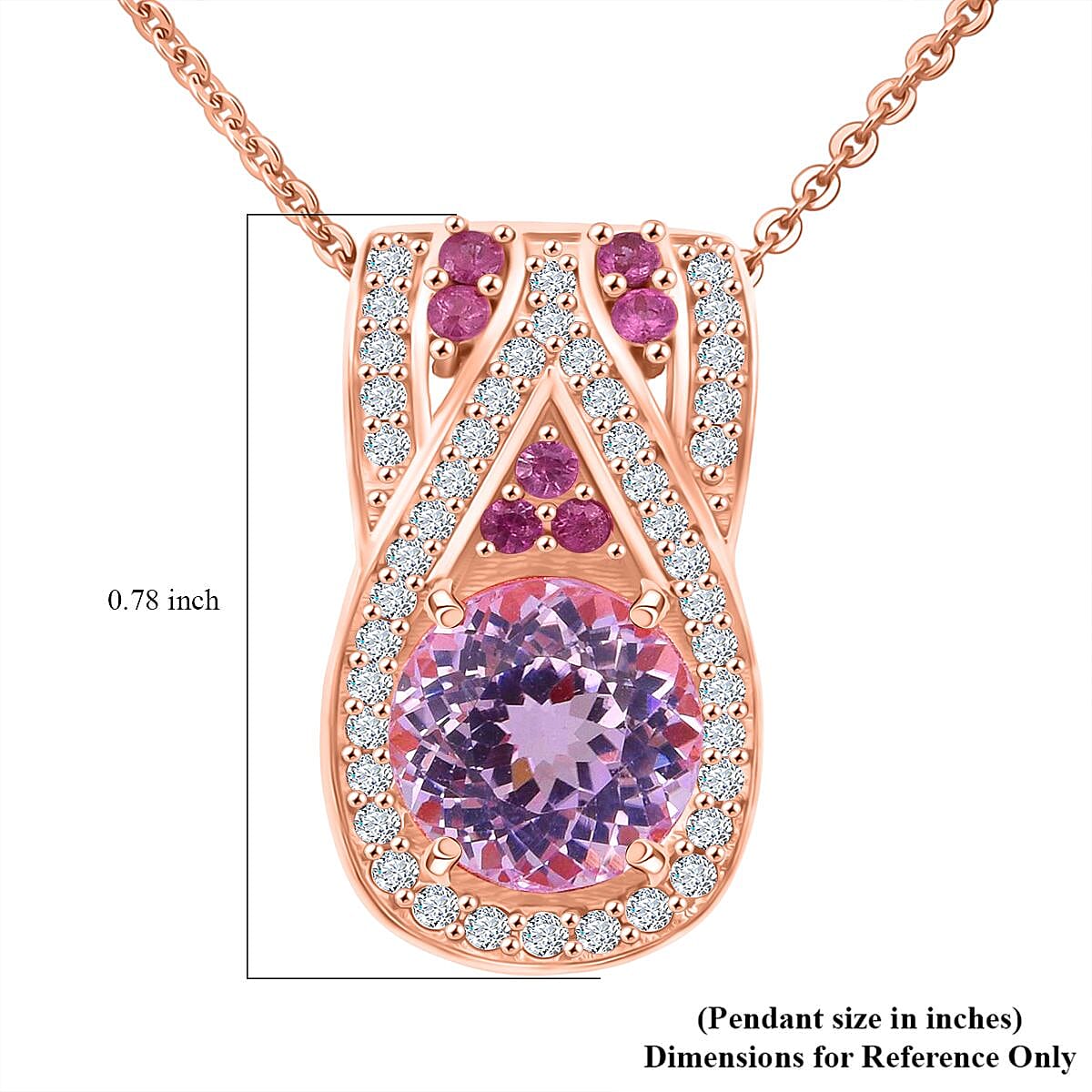 D'Joy Martha Rocha Kunzite, Multi Gemstone Pendant Necklace in 18K Vermeil RG Over Sterling Silver 3.00 ctw (20 Inches) image number 6