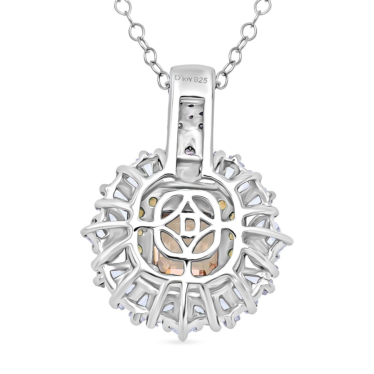 D'Joy Asscher Cut Yellow Zircon and Multi Gemstone 4.25 ctw Art Deco Pendant Necklace in Rhodium Over Sterling Silver 20 Inches image number 4