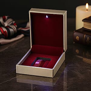 Golden Faux Leather and Rose Red Velvet LED Light Packaging Box