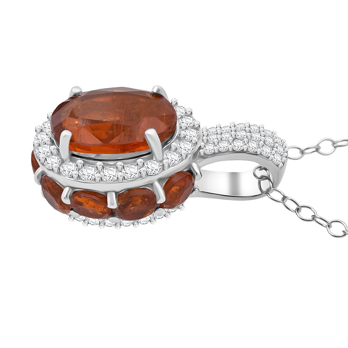 D'Joy Orange Kyanite and White Zircon 6.60 ctw Pendant Necklace in Rhodium Over Sterling Silver 20 Inches image number 3