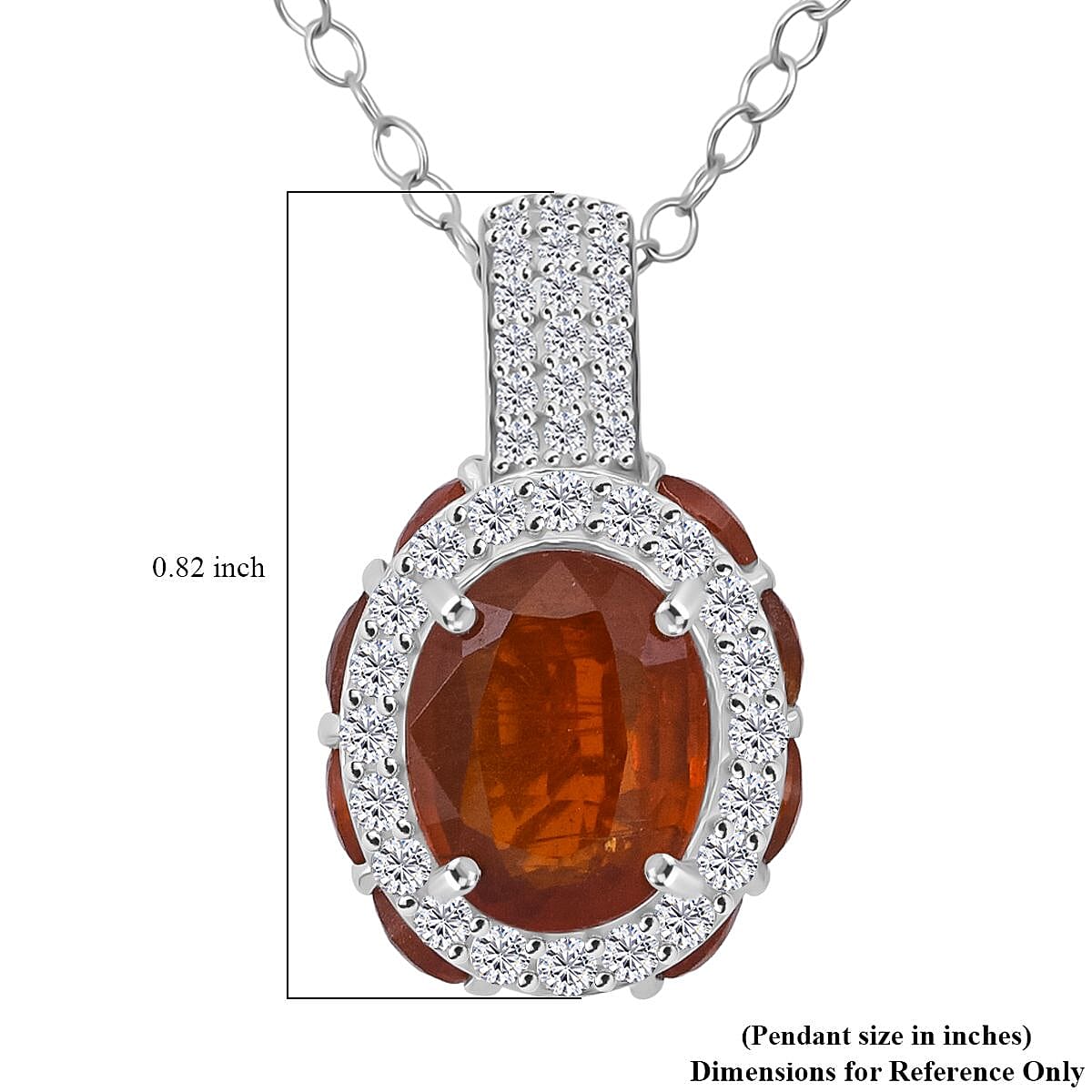D'Joy Orange Kyanite and White Zircon 6.60 ctw Pendant Necklace in Rhodium Over Sterling Silver 20 Inches image number 5