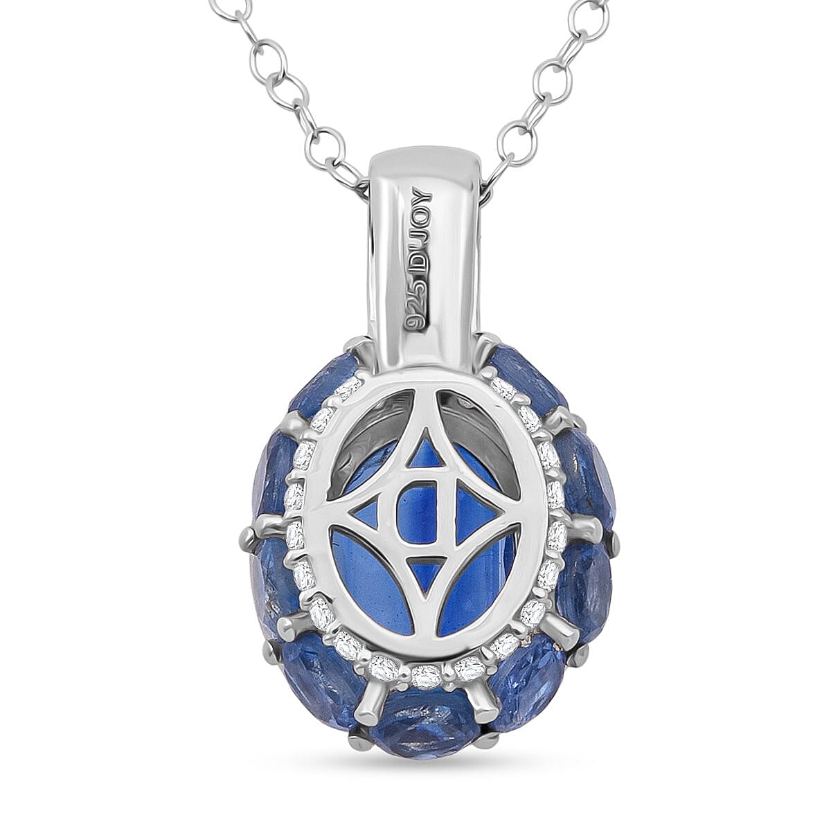 D'Joy Kashmir Kyanite and White Zircon 6.40 ctw Royal Azure Crest Pendant Necklace in Rhodium Over Sterling Silver 20 Inches image number 4
