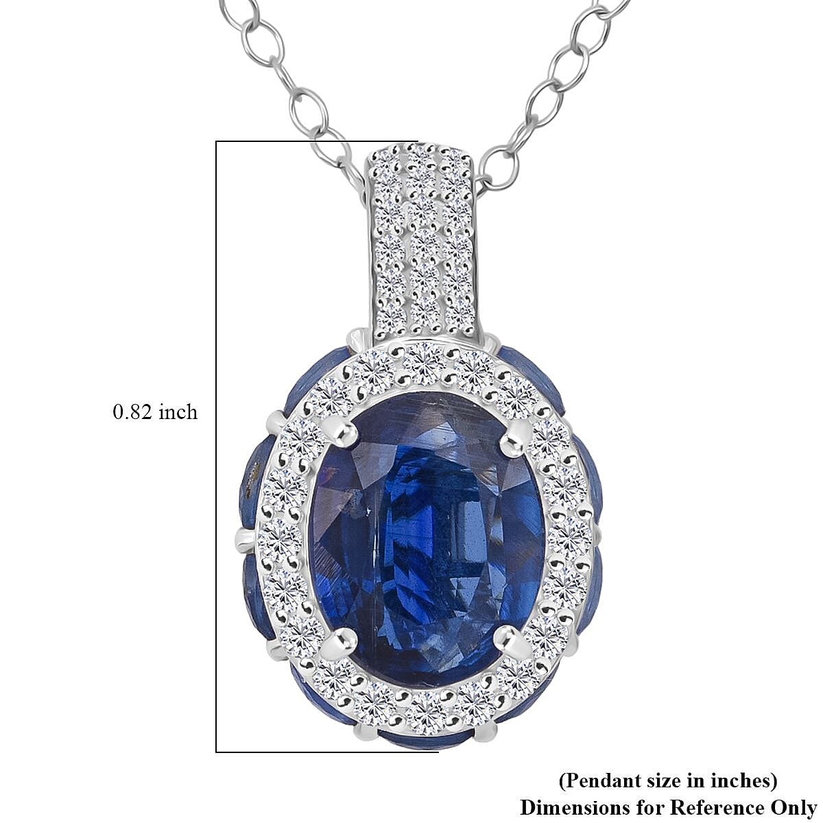 D'Joy Kashmir Kyanite and White Zircon 6.40 ctw Royal Azure Crest Pendant Necklace in Rhodium Over Sterling Silver 20 Inches image number 5