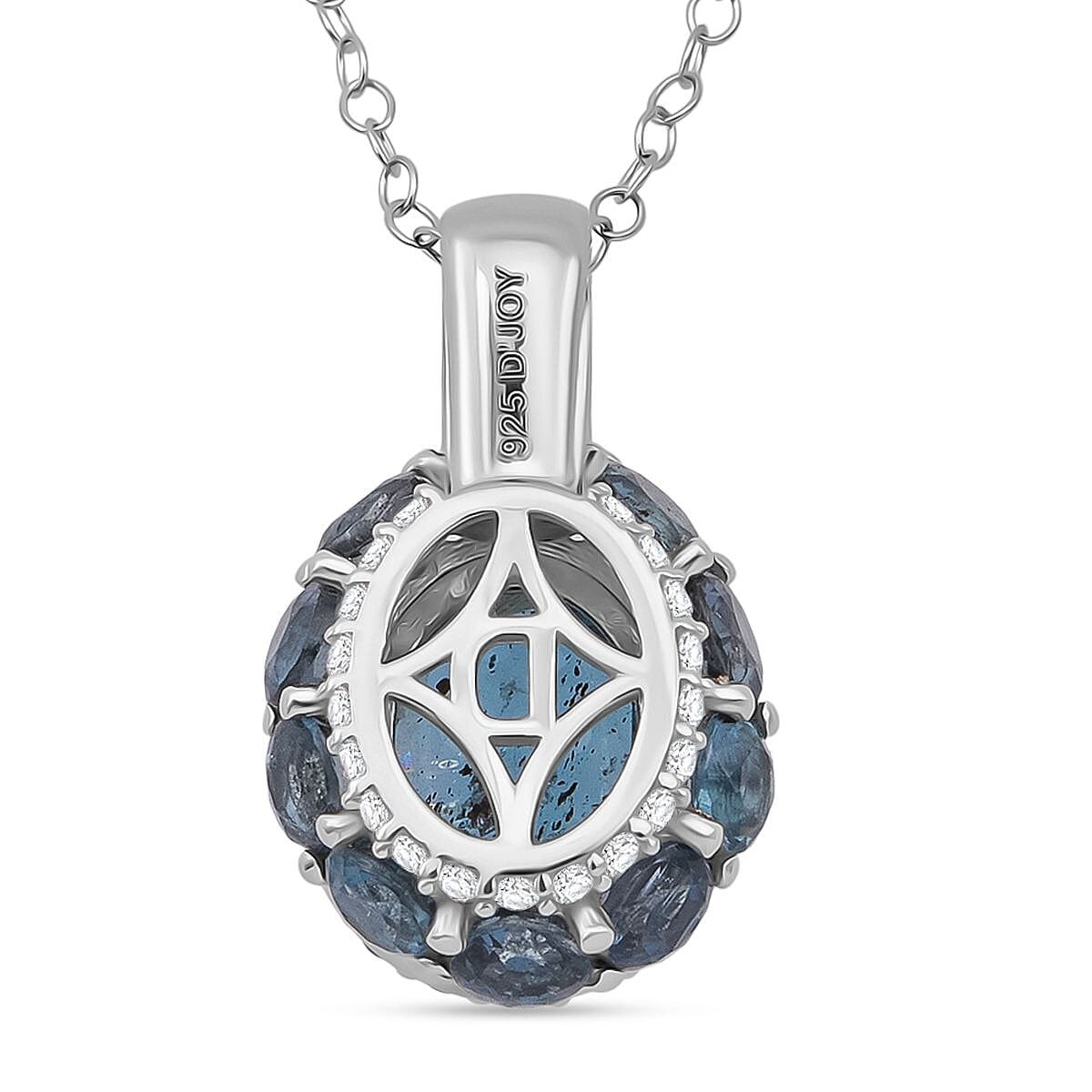 D'Joy Indigo Kyanite and White Zircon 6.40 ctw Royal Azure Crest Pendant Necklace in Rhodium Over Sterling Silver 20 Inches image number 4