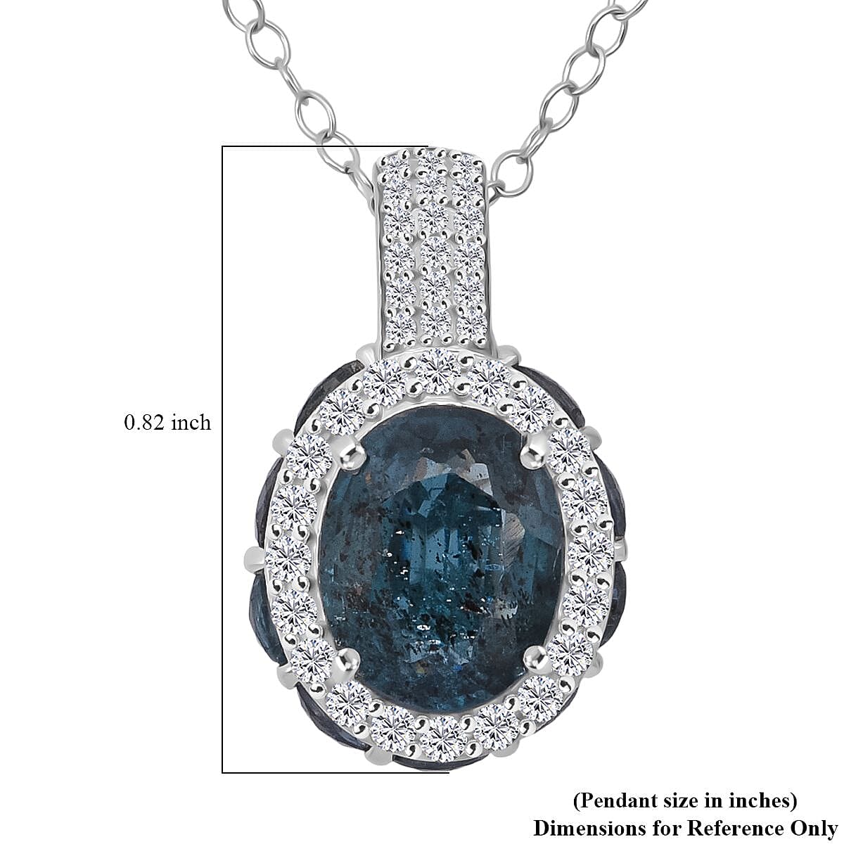 D'Joy Indigo Kyanite and White Zircon 6.40 ctw Royal Azure Crest Pendant Necklace in Rhodium Over Sterling Silver 20 Inches image number 5