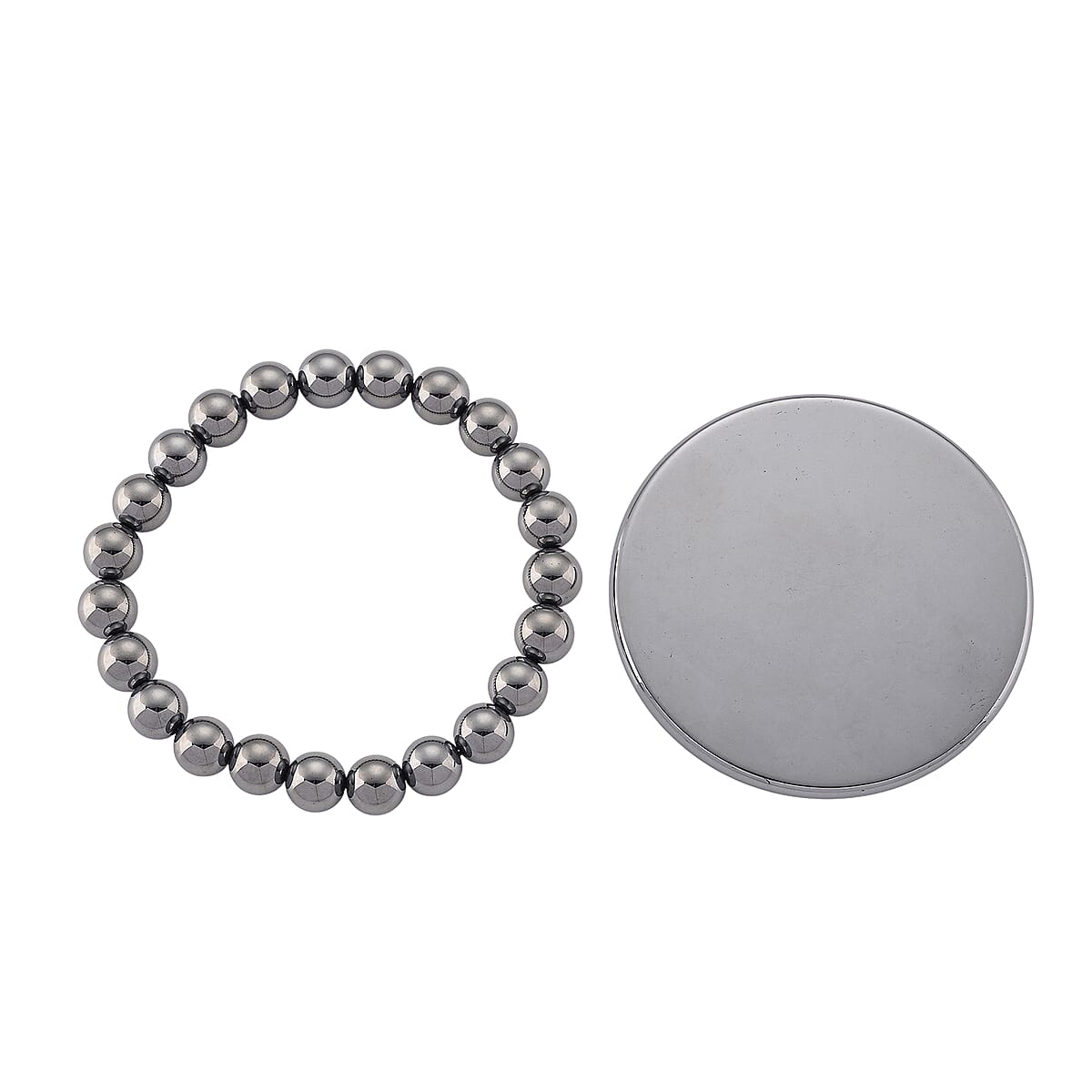 Terahertz 225.00 ctw Round Mirror and 7-9mm Beaded Stretch Bracelet (6.5-7In) image number 0