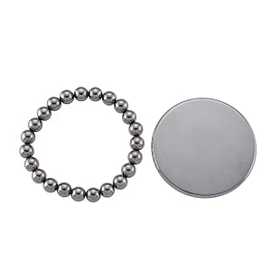 Terahertz 225.00 ctw Round Mirror and 7-9mm Beaded Stretch Bracelet (6.5-7In)