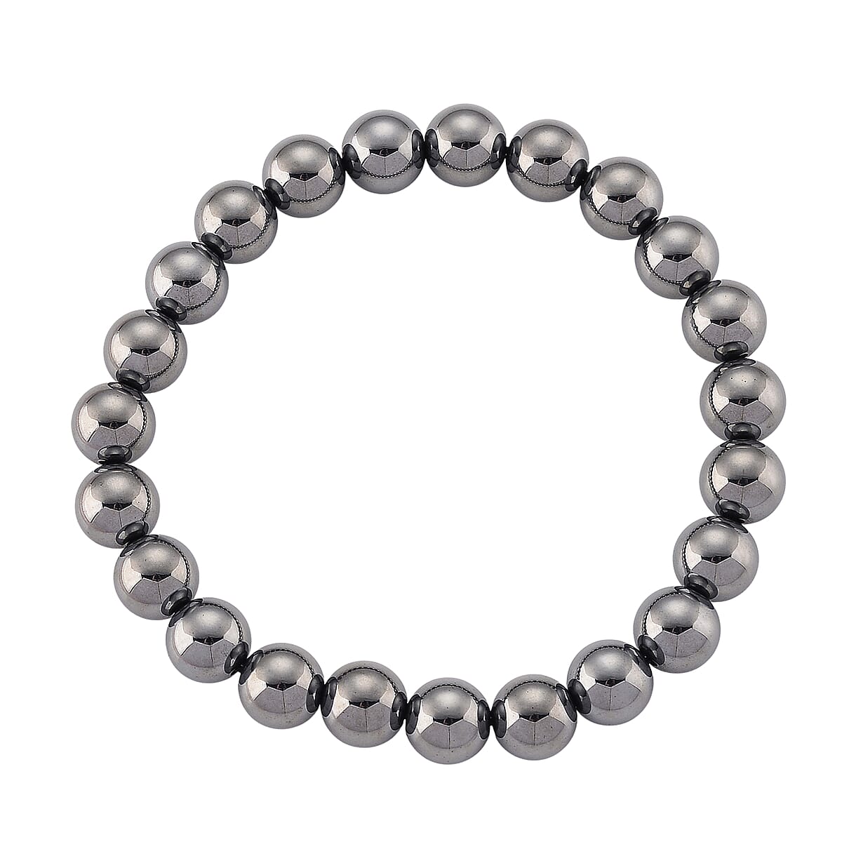 Terahertz 225.00 ctw Round Mirror and 7-9mm Beaded Stretch Bracelet (6.5-7In) image number 3