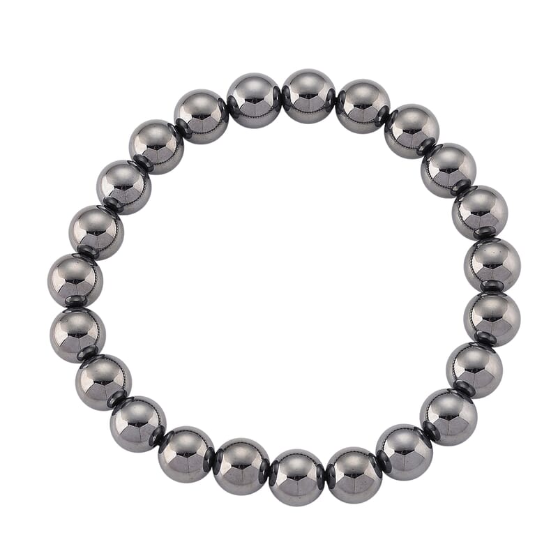Terahertz Round Mirror and Beaded Stretch Bracelet 225.00 ctw (6.5-7 Inches)