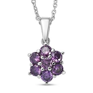 EverTrue Simulated Amethyst Color Diamond 2.90 ctw Pendant Necklace in Stainless Steel (20 Inches)