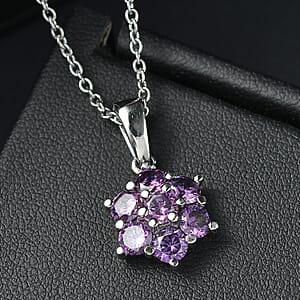 EverTrue Simulated Amethyst Color Diamond 2.90 ctw Pendant Necklace in Stainless Steel (20 Inches)