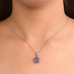 EverTrue Simulated Amethyst Color Diamond 2.90 ctw Pendant Necklace in Stainless Steel (20 Inches)