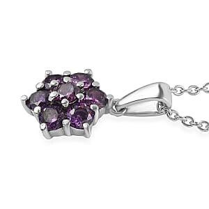 EverTrue Simulated Amethyst Color Diamond 2.90 ctw Pendant Necklace in Stainless Steel (20 Inches)