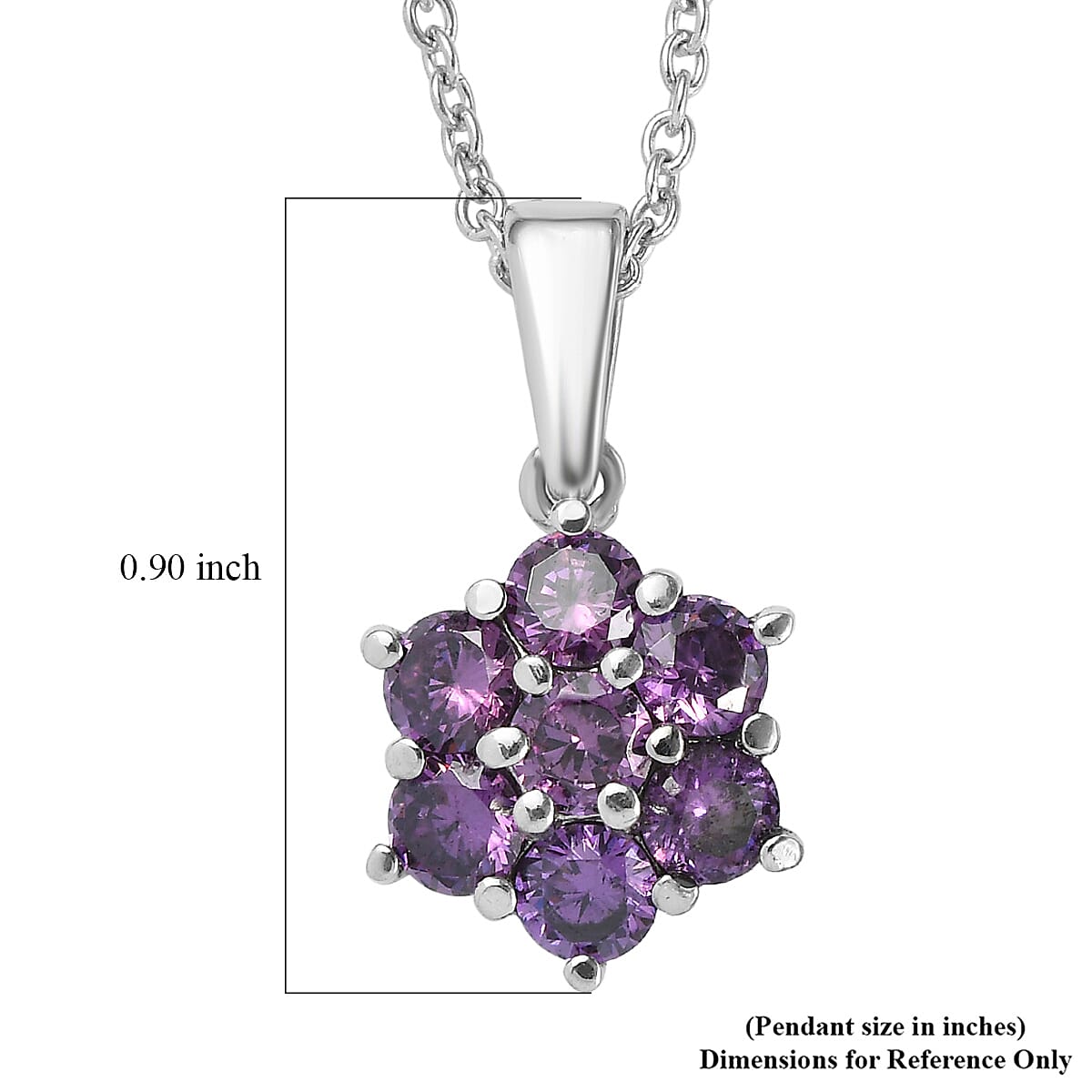 EverTrue Simulated Amethyst Color Diamond 2.90 ctw Pendant Necklace in Stainless Steel (20 Inches) image number 5