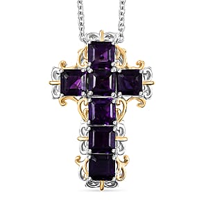 EverTrue Premium African Amethyst 4.50 ctw Pendant Necklace in Platinum Bond 20 Inches