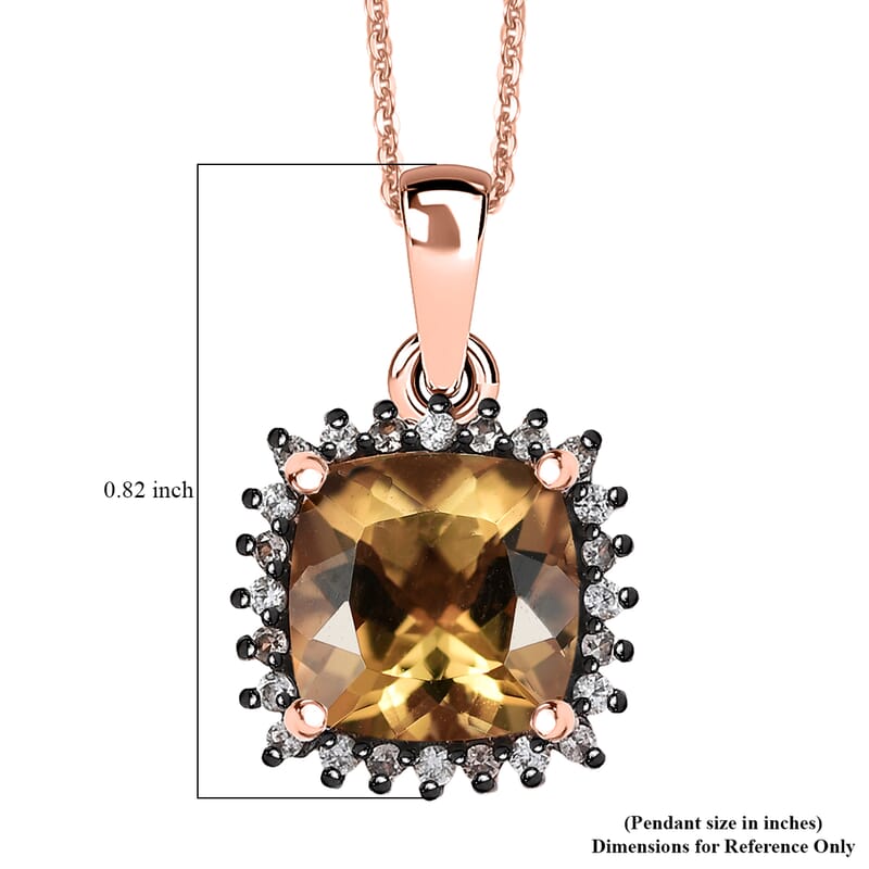 D'Joy Marialite, White and Champagne Zircon Art Deco Pendant Necklace  in 18K Vermeil RG Over Sterling Silver 3.10 ctw (20 Inches)