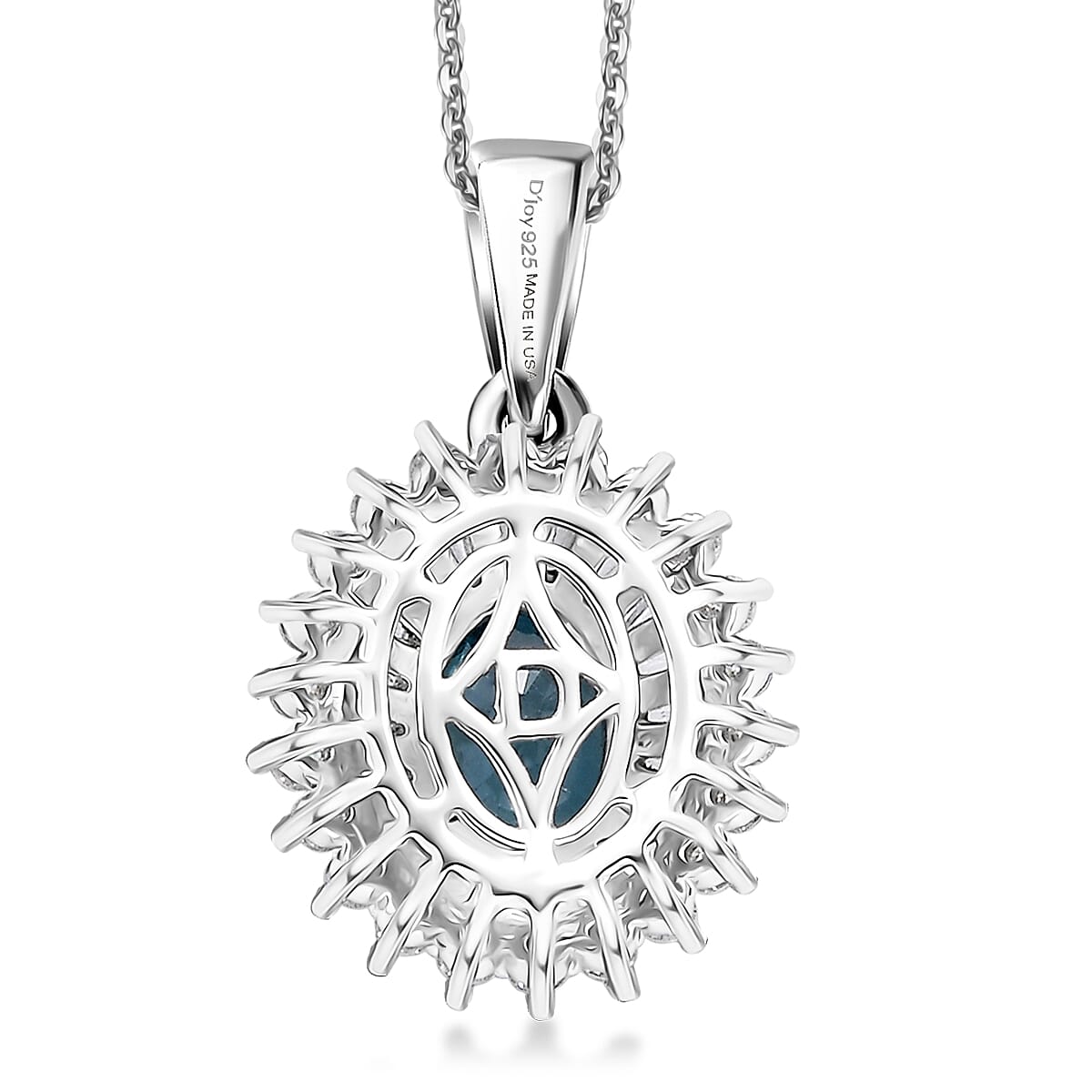 D'Joy AAA Cambodian Blue Zircon and Moissanite 2.90 ctw Pendant Necklace in Rhodium Over Sterling Silver 20 Inches image number 4