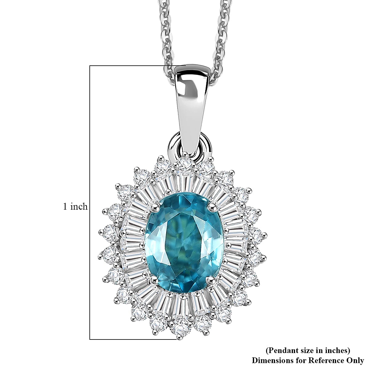 D'Joy AAA Cambodian Blue Zircon and Moissanite 2.90 ctw Pendant Necklace in Rhodium Over Sterling Silver 20 Inches image number 6