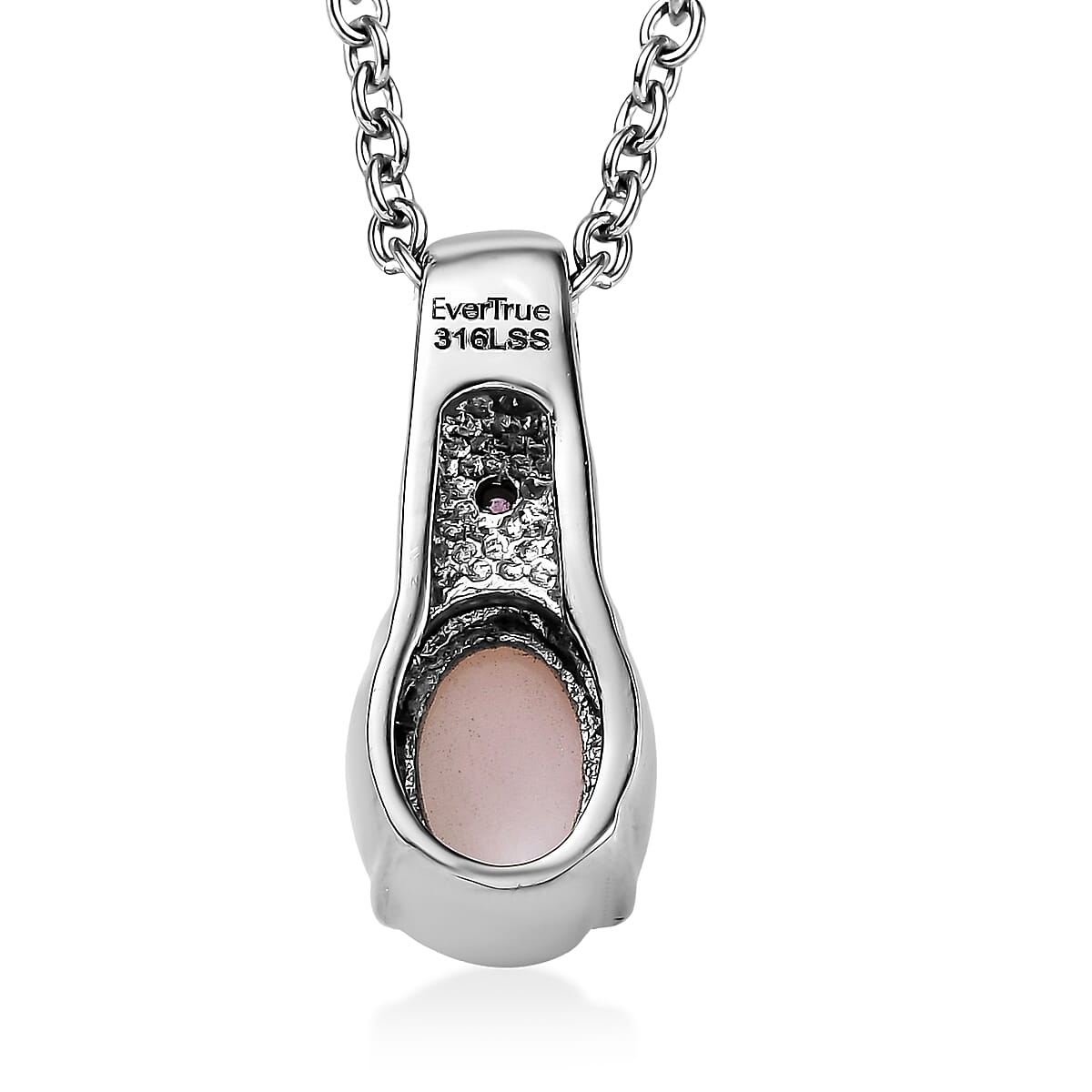 EverTrue Angelskin Pink Opal and Lotus Garnet 1.10 ctw Pendant Necklace in Stainless Steel 20 Inches