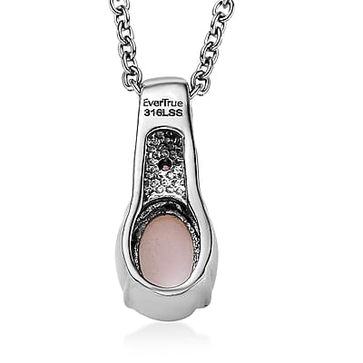 EverTrue Angelskin Pink Opal and Lotus Garnet 1.10 ctw Pendant Necklace in Stainless Steel 20 Inches