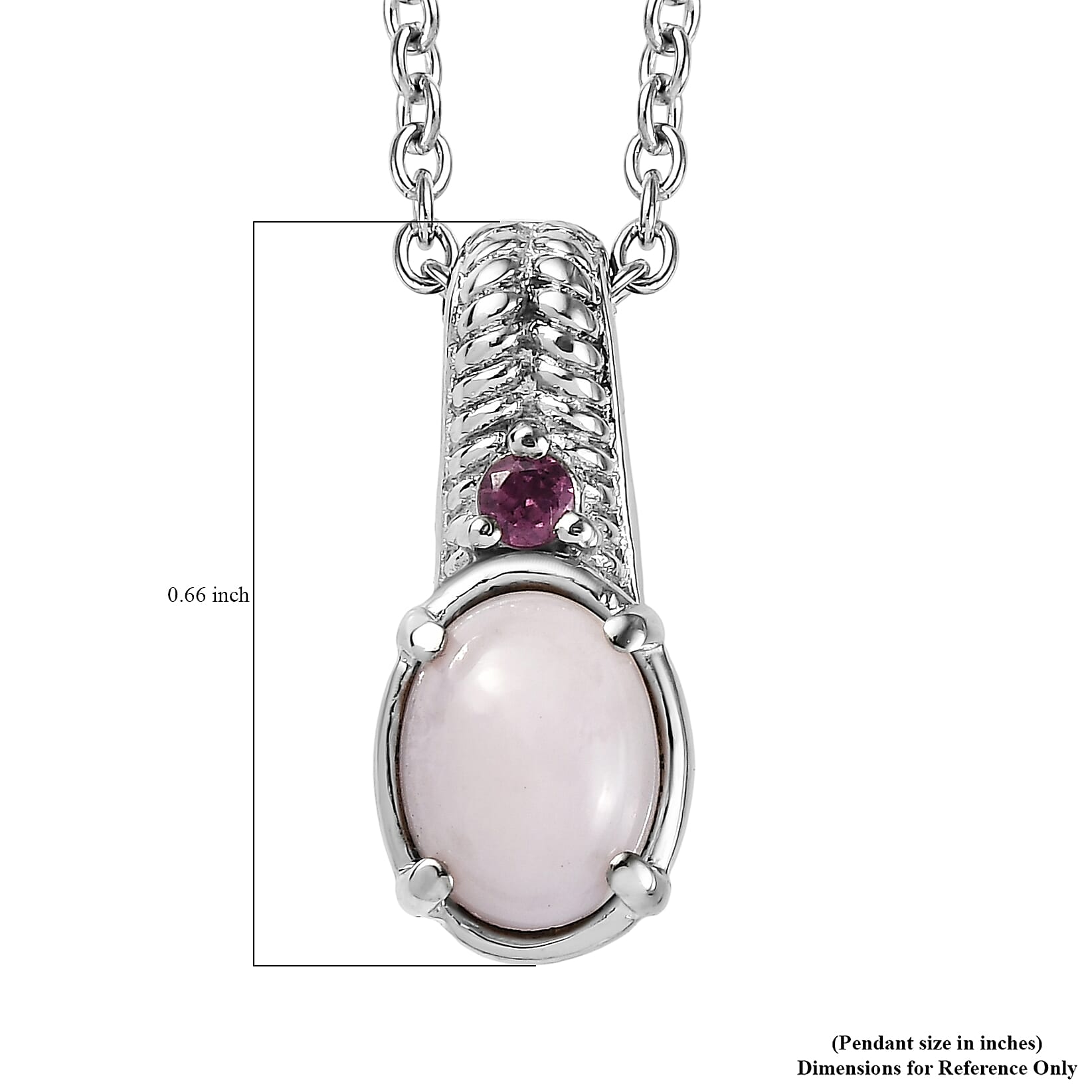 EverTrue Angelskin Pink Opal and Lotus Garnet 1.10 ctw Pendant Necklace in Stainless Steel 20 Inches