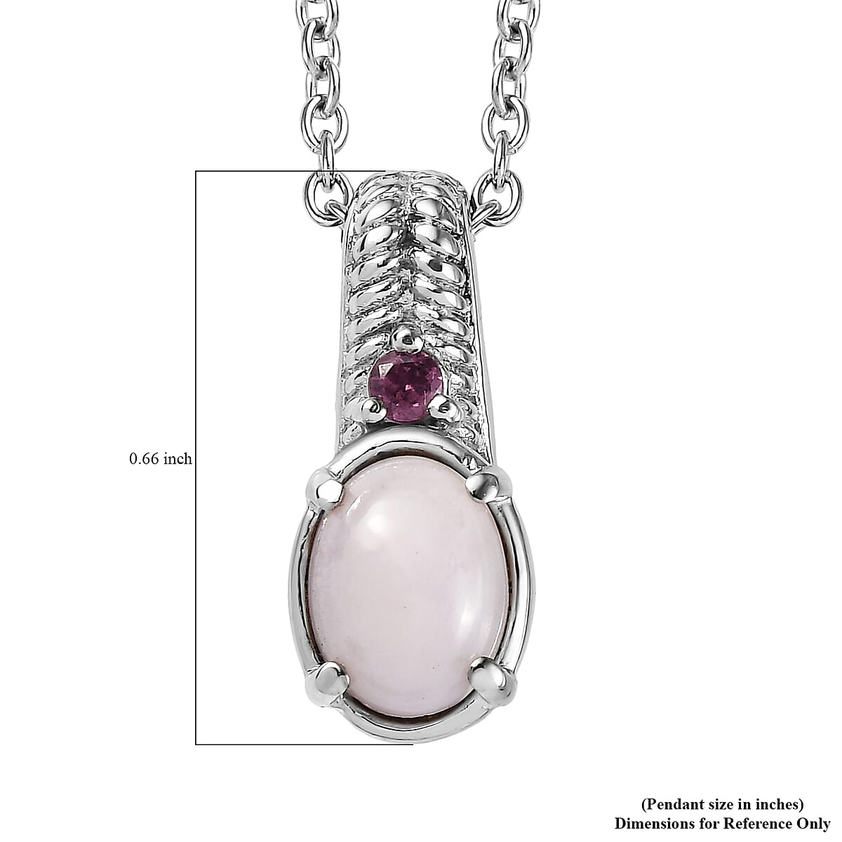 EverTrue Angelskin Pink Opal and Lotus Garnet 1.10 ctw Pendant Necklace in Stainless Steel 20 Inches  image number 6
