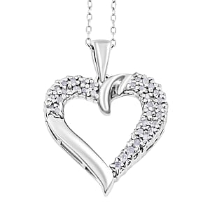 Diamond I2-I3 0.20 ctw Heart Pendant Necklace in Rhodium Over Sterling Silver 18 Inches