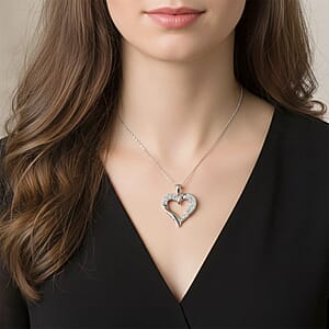 Diamond I2-I3 0.20 ctw Radiant Heart Pendant Necklace in Rhodium Over Sterling Silver 18 Inches