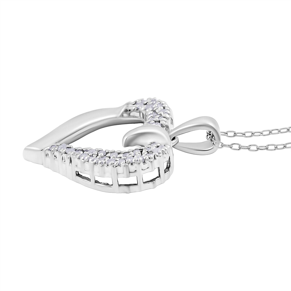 Diamond I2-I3 0.20 ctw Heart Pendant Necklace in Rhodium Over Sterling Silver 18 Inches image number 3