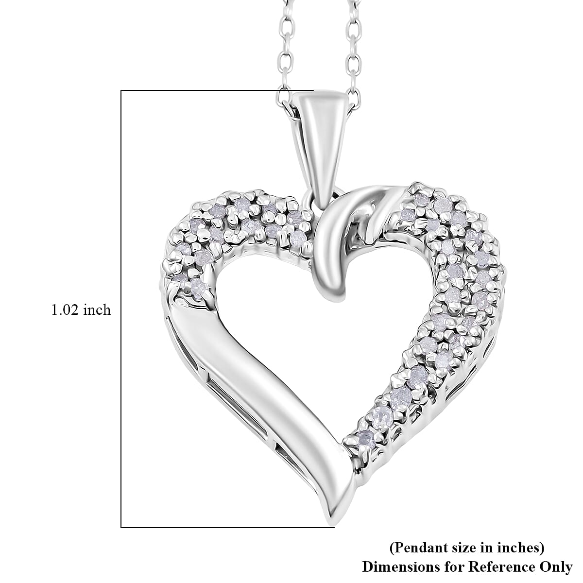 Diamond I2-I3 0.20 ctw Radiant Heart Pendant Necklace in Rhodium Over Sterling Silver 18 Inches