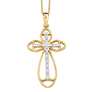 Diamond I2-I3 0.10 ctw Pendant Necklace in 14K YG and Rhodium Over Sterling Silver 18 Inches