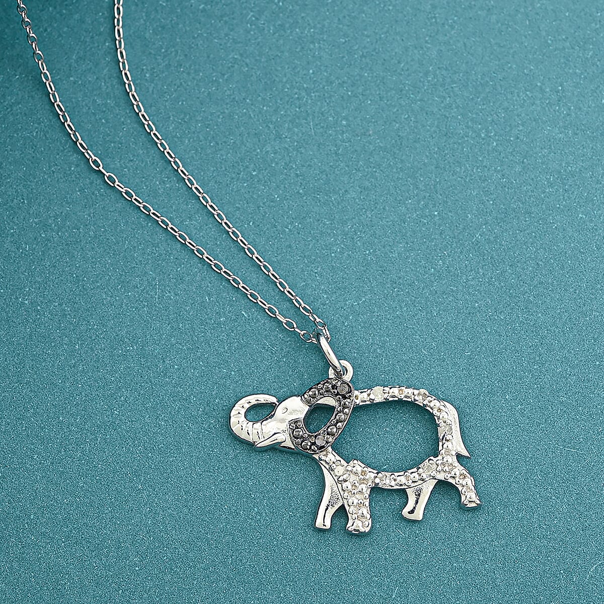 Black Diamond and White Diamond I2-I3 0.10 ctw Pendant Necklace in Rhodium Over Sterling Silver 18 Inches image number 1