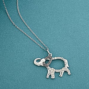 Black Diamond and White Diamond I2-I3 0.10 ctw Pendant Necklace in Rhodium Over Sterling Silver 18 Inches