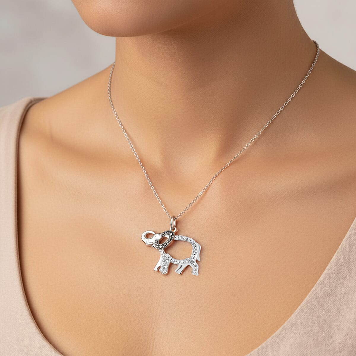 Black Diamond and White Diamond I2-I3 0.10 ctw Pendant Necklace in Rhodium Over Sterling Silver 18 Inches image number 2