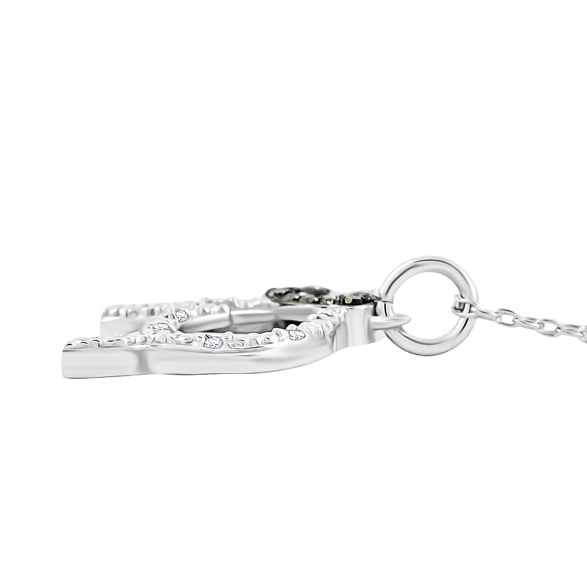 Black Diamond and White Diamond I2-I3 0.10 ctw Pendant Necklace in Rhodium Over Sterling Silver 18 Inches image number 3