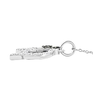 Black Diamond and White Diamond I2-I3 0.10 ctw Pendant Necklace in Rhodium Over Sterling Silver 18 Inches