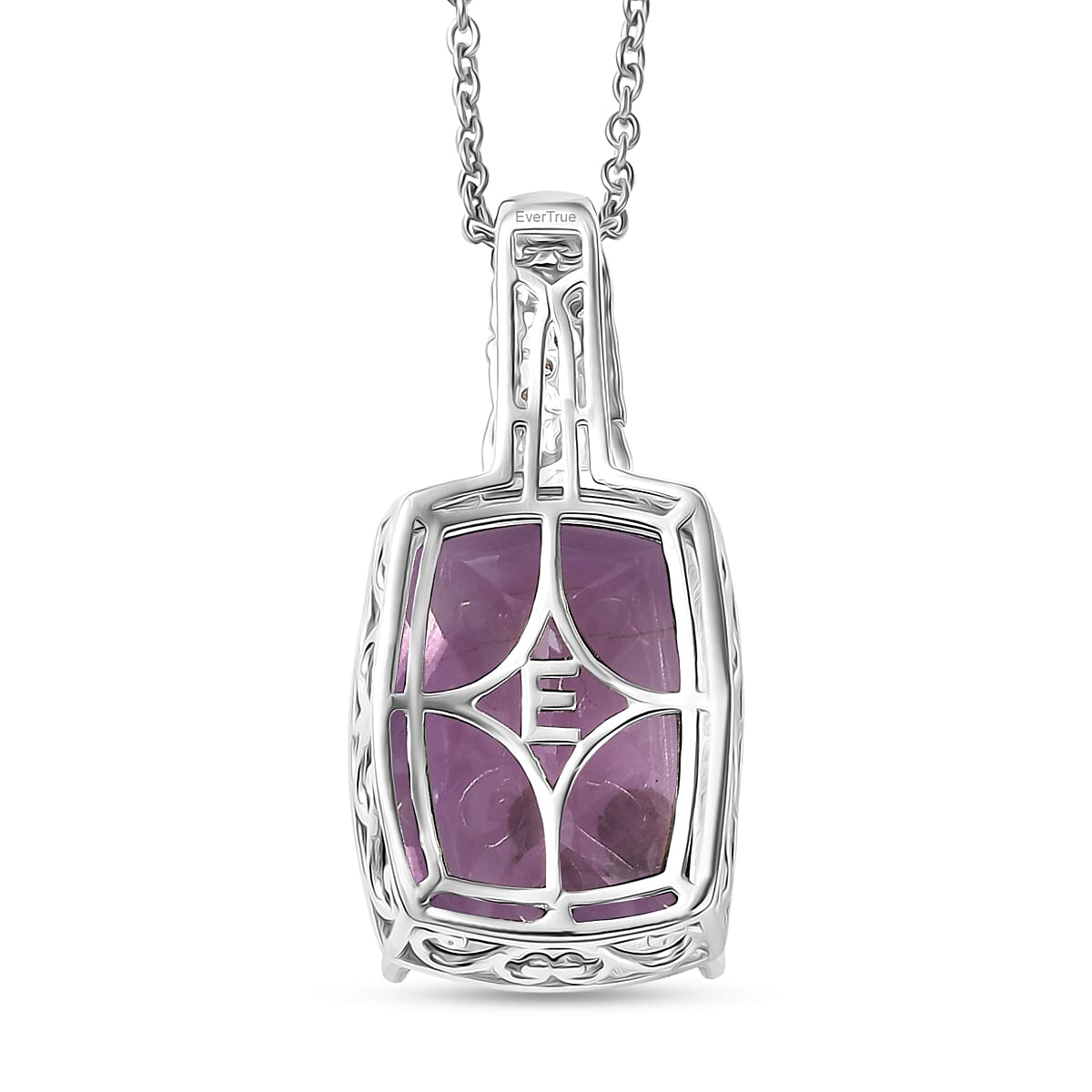 EverTrue Rose De France Amethyst and White Zircon 20.50 ctw Pendant in 18K RG Plated and Platinum Bond with Stainless Steel Necklace 20 Inches image number 4